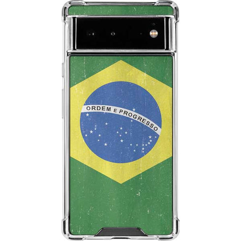 Brazil Flag Distressed Google Pixel 6 Clear Case